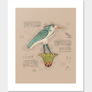 Ancient crane bird Posters and Art